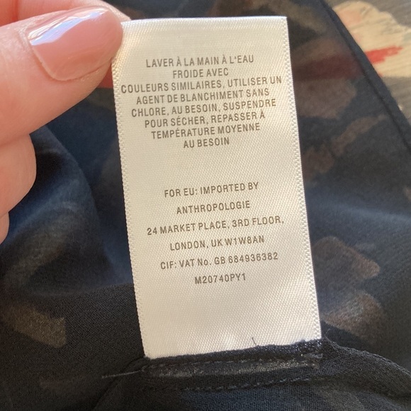 Anthropologie Maeve odetta black floral and bird print bell sleeve shirt - Picture 11 of 15